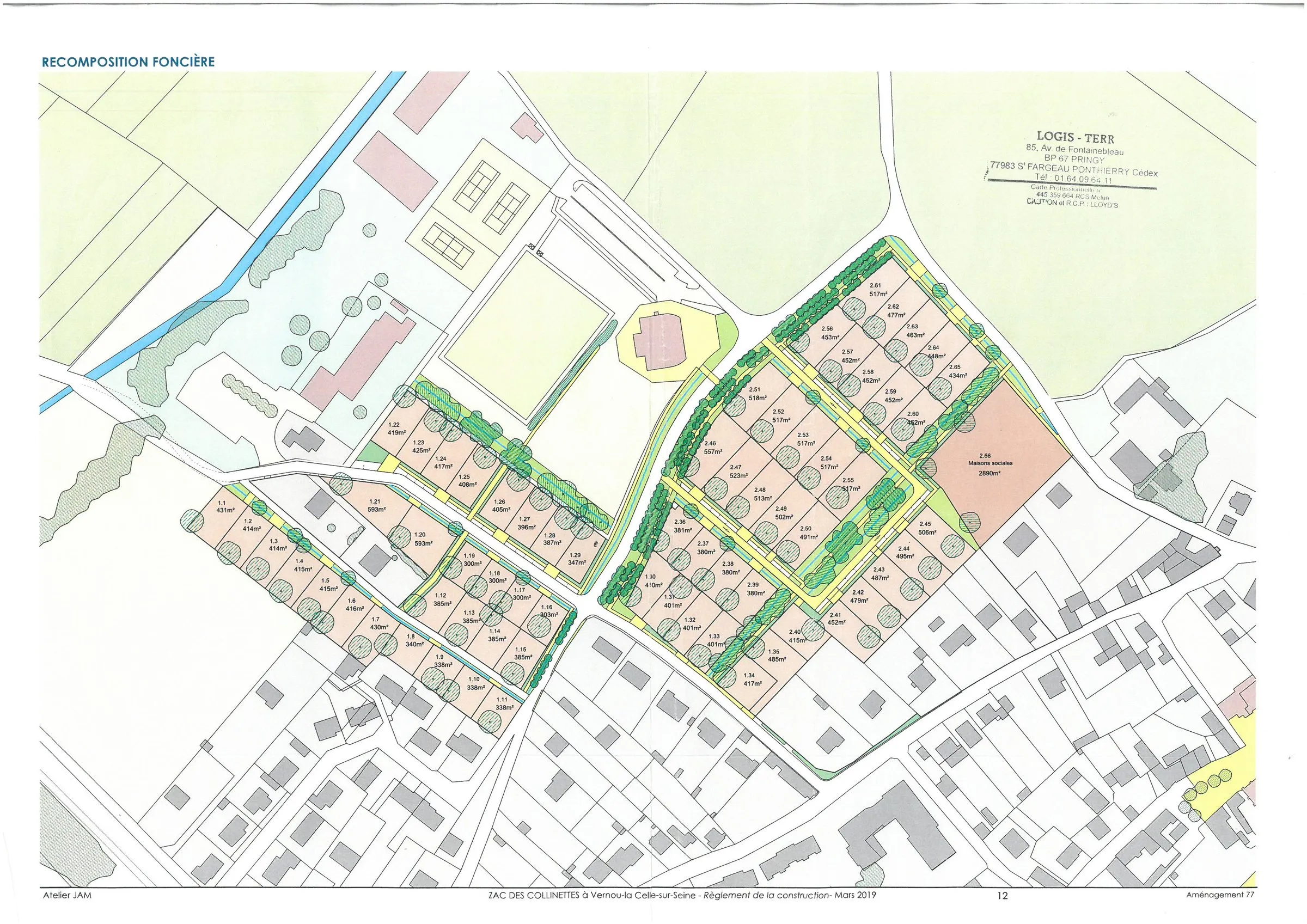 Plan de recomposition foncière de la ZAC des Collinettes à Vernou-la-Celle-sur-Seine